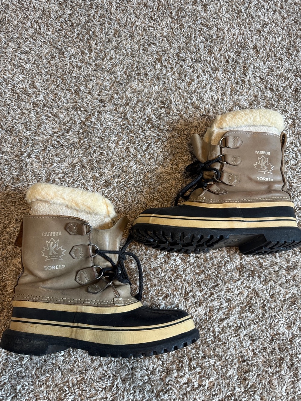 Sorel Caribou Men’s Winter Snow Boots Brown Black Size 9